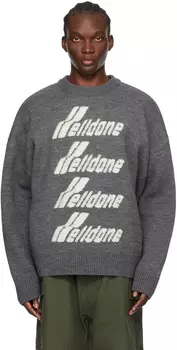 Серый жаккардовый свитер We11done, серый