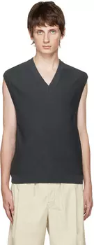 Серый жилет с v-образным вырезом LEMAIRE