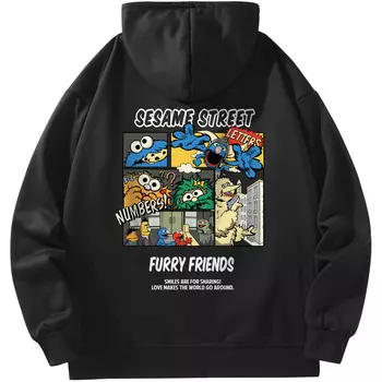SESAME STREET Толстовка унисекс «УЛИЦА СЕЗАМ», Абрикосовый цвет [плюш на шею]
