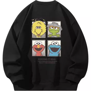 SESAME STREET Толстовка унисекс «УЛИЦА СЕЗАМ», Черный (на флисовой подкладке)