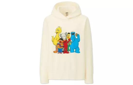 Sesame Street X Толстовка унисекс белая Uniqlo, белый
