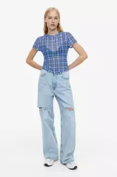 Сетчатая блузка H&M, синий