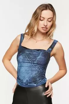 Сетчатая джинсовая майка с принтом Forever 21, синий
