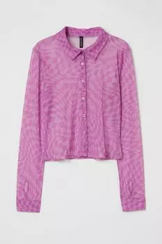 Сетчатая рубашка H&amp;M, розовый/клетчатый
