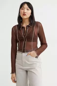 Сетчатая рубашка H&amp;M, темно коричневый