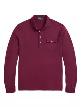 Сетчатая рубашка-поло с длинными рукавами Polo Ralph Lauren, цвет classic wine