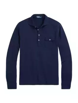 Сетчатая рубашка-поло с длинными рукавами Polo Ralph Lauren, цвет cruise navy