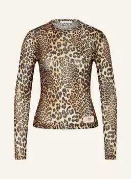 Сетчатая рубашка с длинными рукавами Ganni, мультиколор