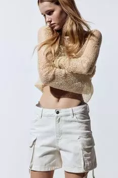 Сетчатая рубашка с пайетками H&M, бежевый