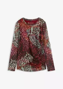 Сетчатая рубашка с рюшами Bpc Selection, коричневый