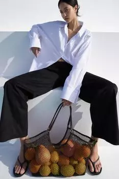 Сетчатая сумка-тоут ZARA, коричневый