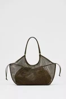 Сетчатая сумка-тоут ZARA, зеленый