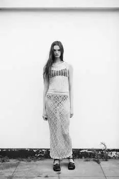 Сетчатая юбка из блестящей нити Zara, серебро