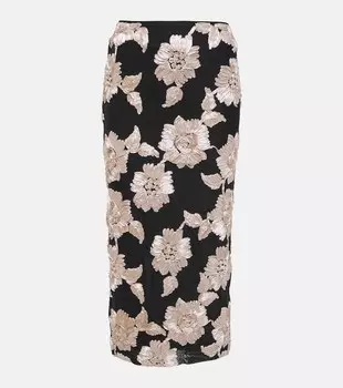 Сетчатая юбка миди с цветочным принтом ROTATE BIRGER CHRISTENSEN, разноцветный