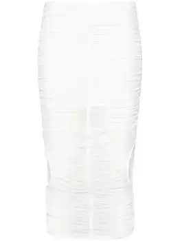 Сетчатая юбка миди со сборками Mugler, белый