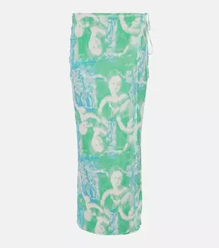 Сетчатая юбка с запахом и принтом ROTATE BIRGER CHRISTENSEN, разноцветный