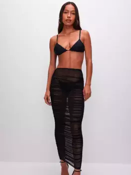 Сетчатая юбка со сборками Good American, черный