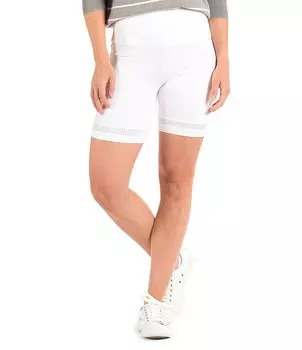 Сетчатая вставка для ног SwingDish Lyla с высокой талией 7,5 Байкерские шорты-бермуды, белый
