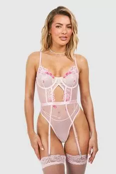 Сетчатое боди Cherry boohoo, розовый