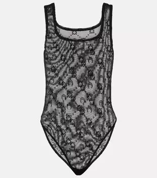 Сетчатое боди moonogram Marine Serre, черный