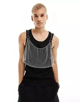 Сетчатое боди с белыми кристаллами ASOS DESIGN