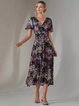 Сетчатое макси-платье с обернутым лифом Jolie Moi, разноцветный