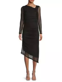 Сетчатое облегающее платье миди со сборками Calvin Klein Black