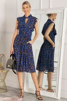 Сетчатое платье Alaine с оборками на плечах Jolie Moi, синий