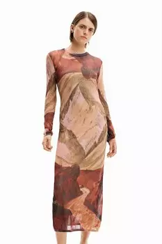 Сетчатое платье Desigual, коричневый