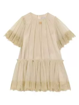 Сетчатое платье Dolce & Gabbana Kids, нейтральный цвет