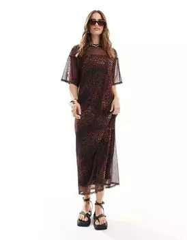 Сетчатое платье-футболка с животным принтом ASOS