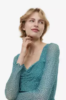 Сетчатое платье H&M, зеленый