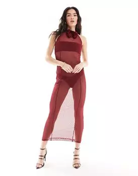 Сетчатое платье макси без рукавов с корсажем ASOS DESIGN