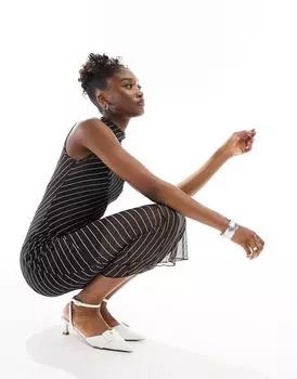 Сетчатое платье макси без рукавов в тонкую полоску Extro & Vert