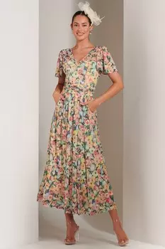 Сетчатое платье макси bianca с V-образным вырезом Jolie Moi, желтый