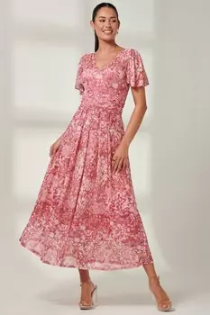 Сетчатое платье макси bianca с V-образным вырезом Jolie Moi, красный