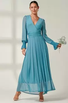 Сетчатое платье макси Greta с длинными рукавами Jolie Moi, синий