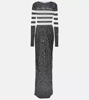 Сетчатое платье макси Marinire в полоску Jean Paul Gaultier, цвет black/white