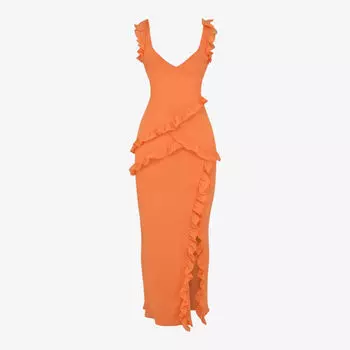 Сетчатое платье макси Pixie с оборками House Of Cb, оранжевый