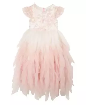 Сетчатое платье макси с эффектом омбре и пайетками для больших девочек с развевающимися рукавами Rare Editions