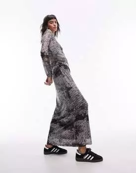 Сетчатое платье макси с длинными рукавами Topshop