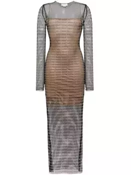 Сетчатое платье макси с кристаллами Genny, черный