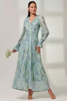 Сетчатое платье макси с принтом Tie Dye Jolie Moi, зеленый