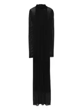 Сетчатое платье макси с высоким воротником Mugler, черный