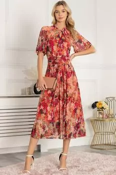 Сетчатое платье макси Tina с воротником-черепахой Jolie Moi, оранжевый