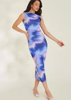 Сетчатое платье мидакси с абстрактным принтом Quiz, фиолетовый