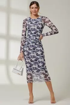 Сетчатое платье миди Mabyn с длинными рукавами Jolie Moi, черный