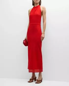 Сетчатое платье миди с лямкой на шее Jacques SIR, цвет Pomelo