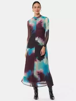 Сетчатое платье миди с принтом масляной краской Whistles, разноцветный