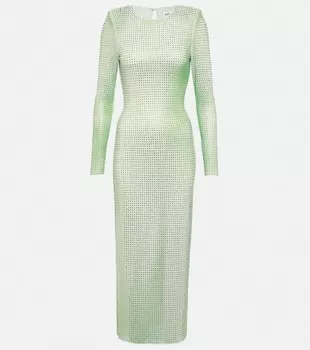 Сетчатое платье миди с украшением SELF-PORTRAIT, разноцветный